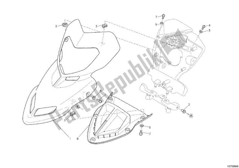 Alle onderdelen voor de Motorkap van de Ducati Hypermotard 1100 EVO USA 2012